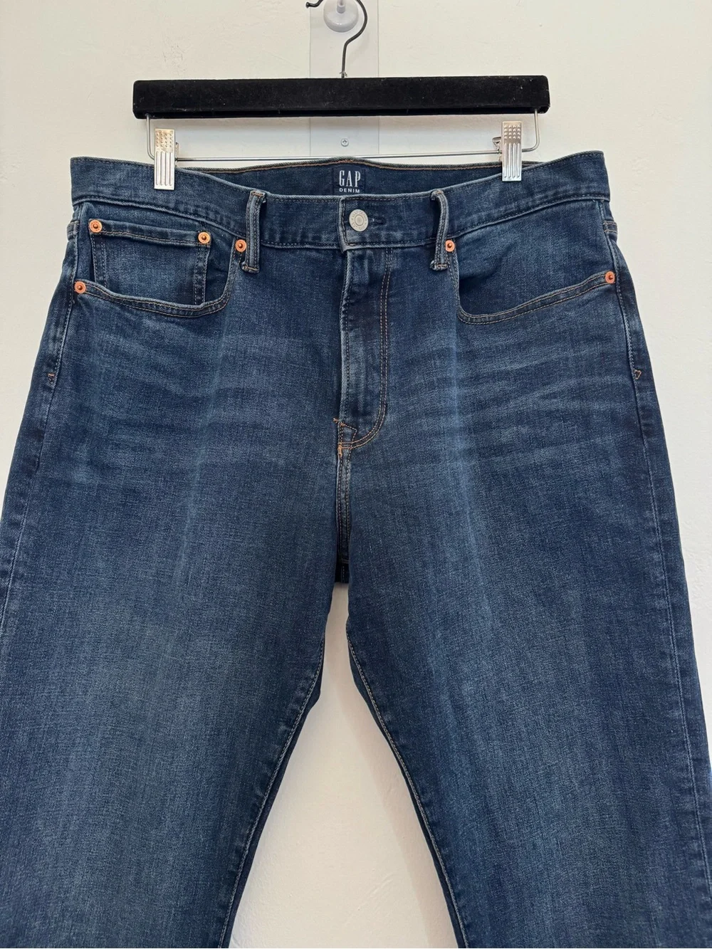 GAP Slim Straight Worn Dark Blue Denim Stretch Cotton Jeans